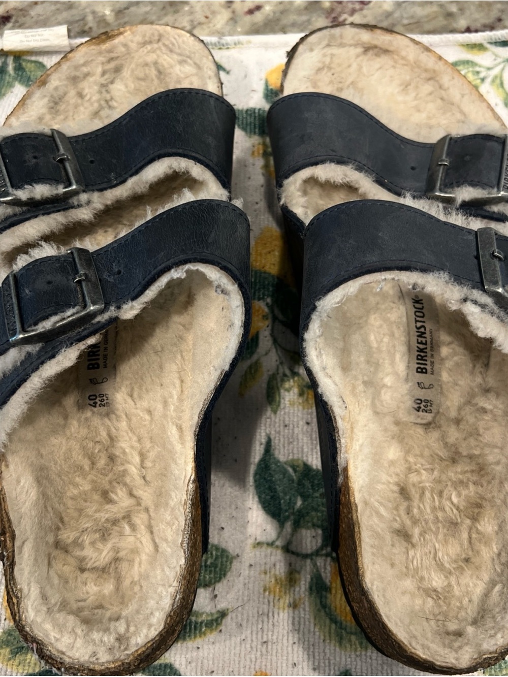 Birkenstock Navy Shearling-Lined Arizona sandals